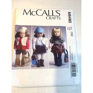 McCalls Crafts M6480 Size 18" Doll Clothes Accessories Sewing Pattern uncut 2011